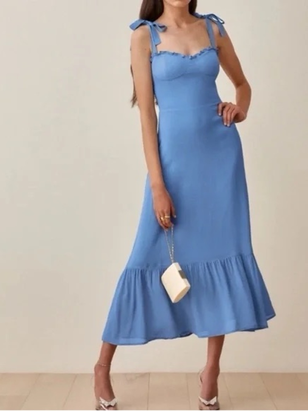 Reformation blue Nikita midi sweetheart neckline sleeveless Azure dress size 0
